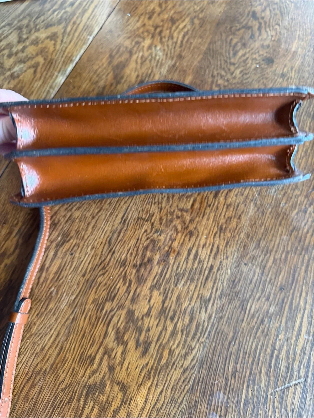 Patricia Nash Authentic Leather Heritage PORCILI Tan Top Handle Crossbody Bag
